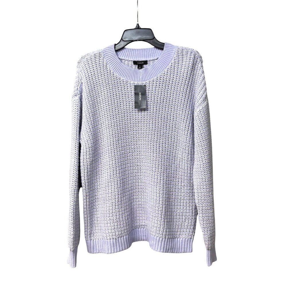 Alfani Metallic Shine Crewneck Sweater, Lavender Cloud, Sz. L - Picture 2 of 9
